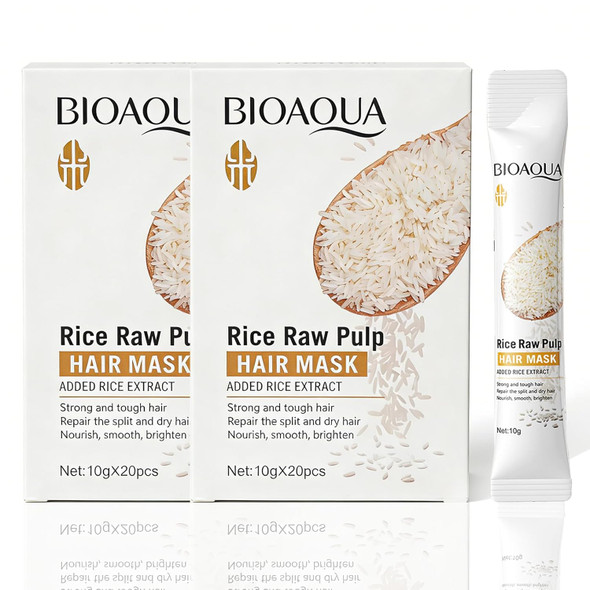 Okerker Travel Size Hair Mask Packets (10Ml X 20 Pack) - Mini Hair Mask For Dry Damaged & Frizzy Hair - Rice Extract Infused Conditioning Treatment For Shine & Hydration All Hair Types