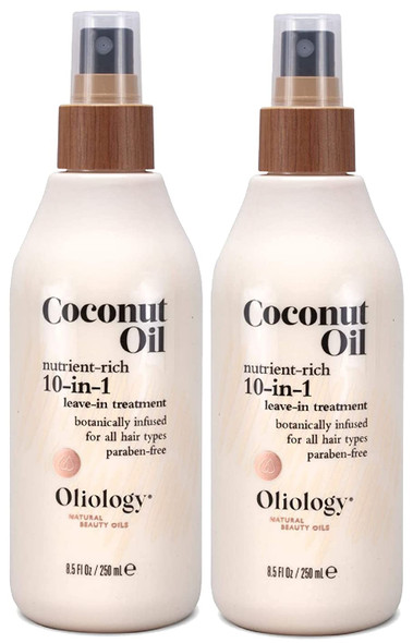 Oliology Coconut Oil 10-In-1 Multipurpose Spray - Leave In Treatment For All Hair Types | Detangles Controls Frizz Hydrates & Moisturizes | Made In Usa Cruelty Free & Paraben Free (8.5 Oz)