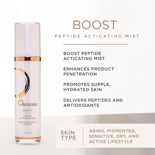 Osmosis Boost Peptide Activating Hydrating Facial Mist With Hyaluronic Acid For Aging Pigmented Sensitive And Dry Skin 2.7 Fl Oz