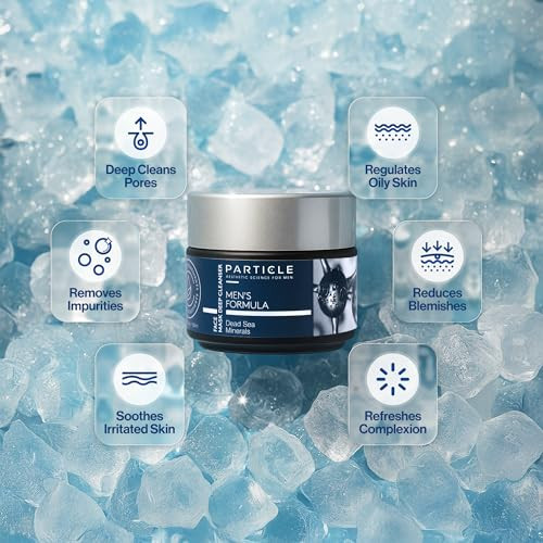 Particle Mineral Face Mask For Men Hydrating And Deep Cleansing Clay With Charcoal Aloe Vera Panthenol & Dead Sea Minerals Men'S Cleanser Refreshing Weekly Skin Care Routine 3.38 Fl Oz