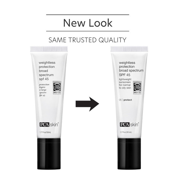 Pca Skin Weightless Protection Broad Spectrum Spf 45 - Oil-Free Hydrating Face Sunscreen With 8.4% Zinc Oxide For Acne-Prone/All Skin Types (1.7 Fl Oz)