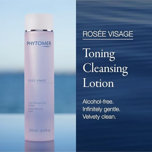 Phytomer Rosee Visage Toning Cleansing Lotion | All In One Cleanser Makeup Remover & Toner For Face | Alcohol-Free | Safe Natural Ingredients | 8.4 Fl Oz