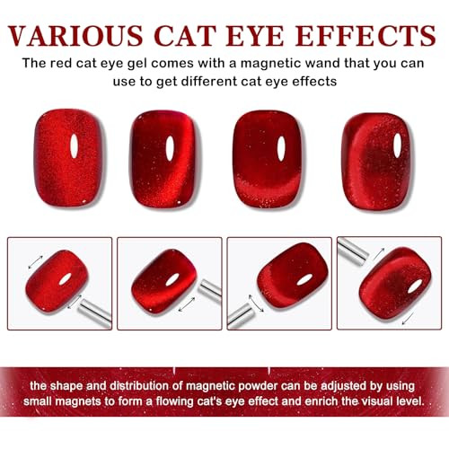 Qiufsse 2Pcs Red Cat Eye Gel PolishBurgundy Magnetic Gel Nail PolishHolographic Uv Nail Polish For Manicure Salon Diy At HomeShimmer Esmalte Ojo De Gato Para U As Gel