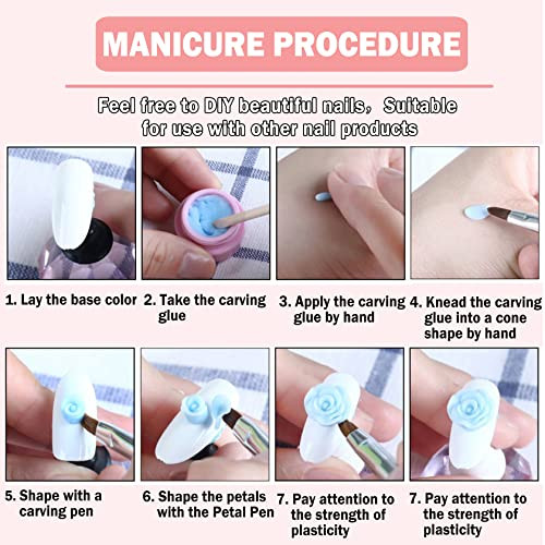 Qiufsse 12 Colors Sculpture Painting Set 3D Nail Art Set With Carved Painting Pen Salon Creative Diy Gel Nails