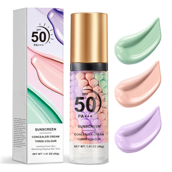 Qiufsse 2Pcs Color Correcting Primer Face Makeup With Powder PuffFace Primer With Spf 50Oil Control Primer MakeupHydrates And MoisturizesRadiance SkinProtector Solar Para La Cara Con Color
