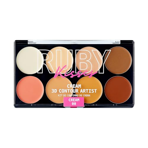Ruby Kisses 3D Face Creator Cream Foundation and Concealer 12 Hours Long Lasting Medium To Full Coverage Non Greasy Ideal For Makeup and Contour Palette (Light)