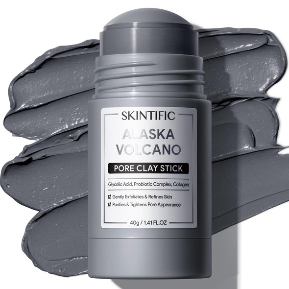 Skintific Deep Pore Cleansing Blackhead Remover Face Mask Stick Mud Mask With Natural Alaska Volcano Clay Gentle Exfoliating Smoothing Skin Non-Drying Skincare Facial Mask