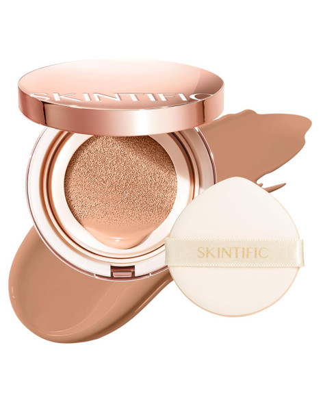 Skintific Cushion Foundation | Full Coverage Weightless Skin Fit Satin Glow Finish Oil-Control Waterproof Foundation Sweatproof Flawless Bb Cream Cc Korean Makeup
