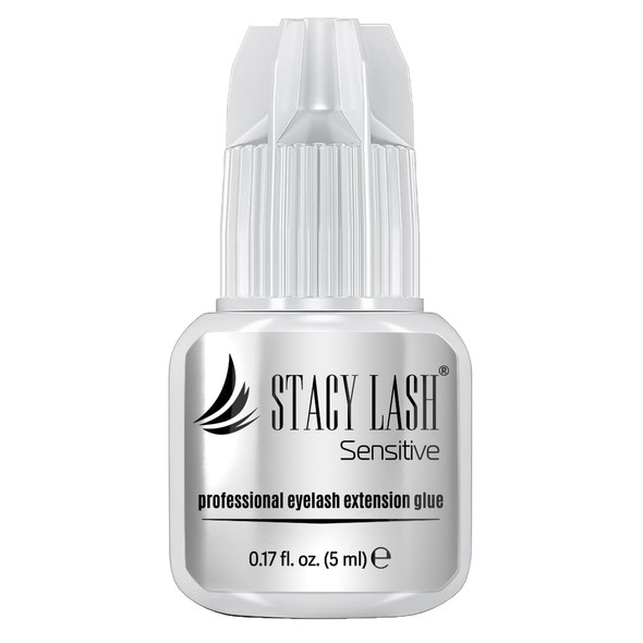 Stacy Lash Sensitive Eyelash Extension Glue 0.17Fl.Oz/5Ml / 5-6 Sec Drying Time/Retention 4-5 Weeks/Black Adhesive/Lash Tech Supplies