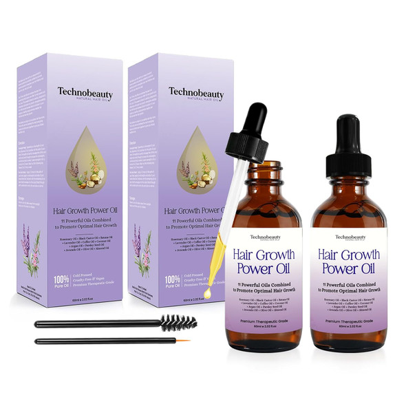 Technobeauty Rosemary Oil With Black Castor Batana Lavender Coffee Coconut Argan Avocado Olive Almond & Parsley Seed Oil 11 Oils Infused For Ultimate Hair Growth (4 Fl Oz (120 Ml))