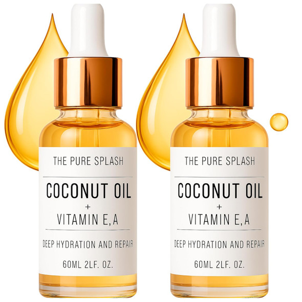 The Pure Splash Coconut Oil With Vitamins E And A Deep Hydration & Skin Nourishment | Lightweight Non-Greasy Formula For Face Body & Hair | 60Ml