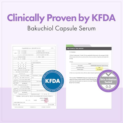 Tosowoong Bakuchiol Capsule Serum 5000Ppm Bakuchiol Retinol Natural Alternative Anti-Aging Plumping Pore Wrinkles 8 Hyaluronic Acids 5 Ceramides Hydration Korean Skincare 33Ml/1.11 Fl.Oz.
