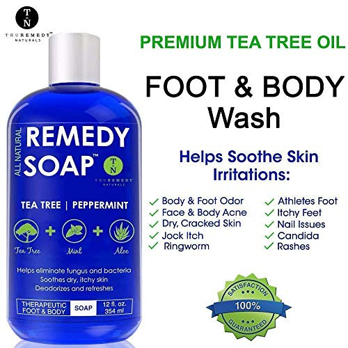 Truremedy Naturals Remedy Soap Tea Tree Oil Body Wash + Tea Tree Oil Foot Soak With Epsom Salt Mint Helps Body Odor Athlete S Foot Jock Itch Ringworm Yeast Infections Skin Irritations Soothes Sore Tired Feet
