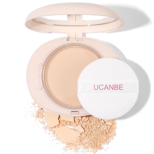 Ucanbe 2-In-1 Pressed Face Powder & Foundation Makeup Matte Oil Control Flawless Setting Powder Korean MakeupWaterproof Long Lasting Finishing Powder (Natural)