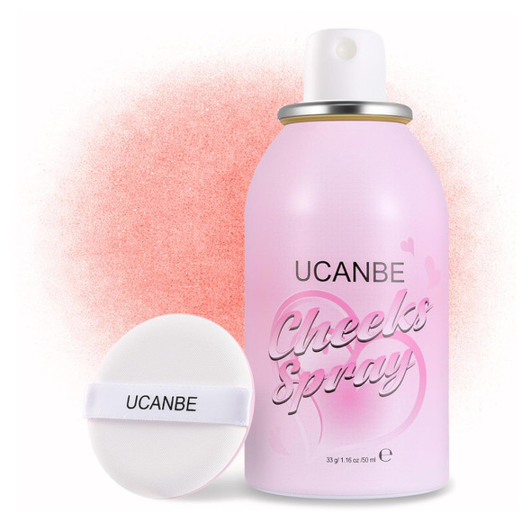 Ucanbe Blush Spray With Puff Hydrating Liquid Blush Mist For Cheeks - Soft Pigmented Buildable Blendable Breathable Blush Healthy Dewy Glow Finish Talc-Free 01 Lavender (1.16 Oz)