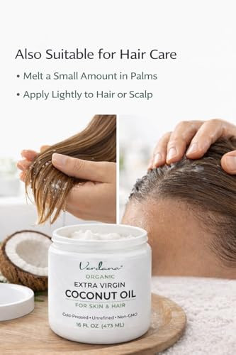 Verdana Extra Virgin Organic Coconut Oil For Skin Rich Daily Moisturizer For Body & Dry Skin Also For Hair Care Unrefined Cold Pressed Usda Organic 16 Fl Oz Jar