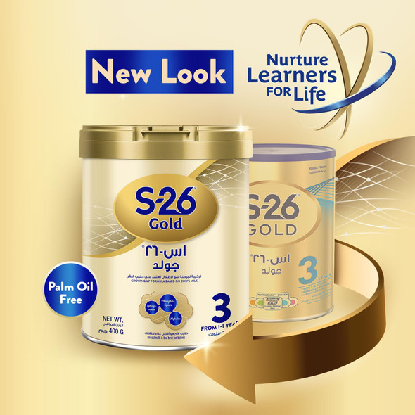 S26 GOLD 3 Stage 3, 1-3 Years Milk Powder for Toddlers Tin 400g