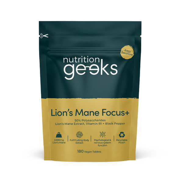 Lions Mane Supplement 4000mg with Vitamin B1 & Black Pepper 180 Vegan Tablets - Lion's Mane Mushroom 15:1 Extract (Not Lions Mane Powder or Capsules) UK Made for Mental Performance & Nervous System