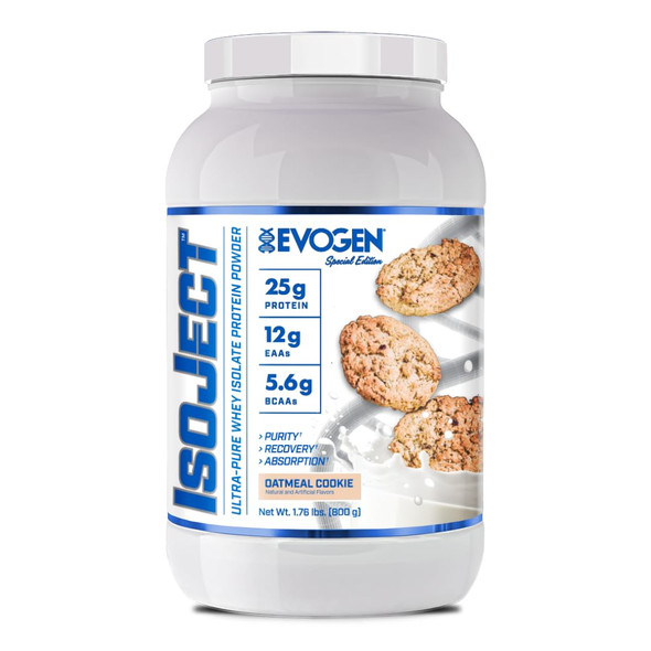 Evogen Isoject - Whey Protein Isolate | Ultra-Pure Whey Protein Powder with Ignitor Enzymes BCAAs and EAAs | Enhanced Absorption & Recovery | Oatmeal Cookie | 25 Servings