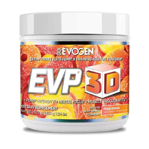 Evogen EVP-3D | Extreme Pre-Workout Pump Ignitor Arginine Nitrate Citrulline Beta-Alanine Lions Mane | Peach Rings | 40 Servings