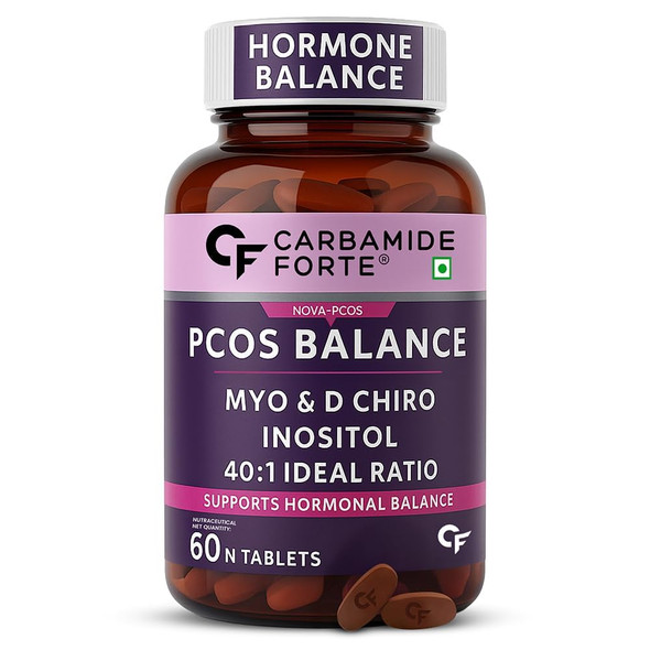 Carbamide Forte PCOS Supplements for Women with 40:1 Ratio of Myo Inositols to D Chiro Inositol | Inositol Supplement for PCOS - 60 Veg Tablets