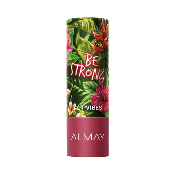 Almay Lip Vibes Lipstick with Vitamin E Oil and  Shea Butter Matte Finish Hypoallergenic Be Strong, 0.14 Oz