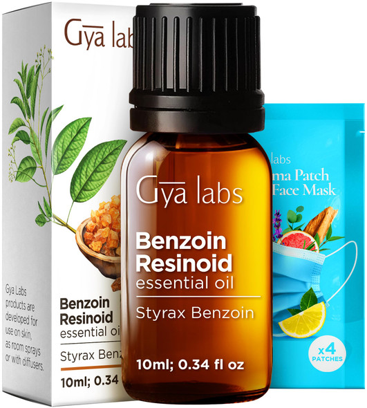 Gya Labs Benzoin Resinoid Essential Oil - 0.34 Fl Oz - for Hair Skin Diffuser Aromatherapy & DIY Candle Making Scent