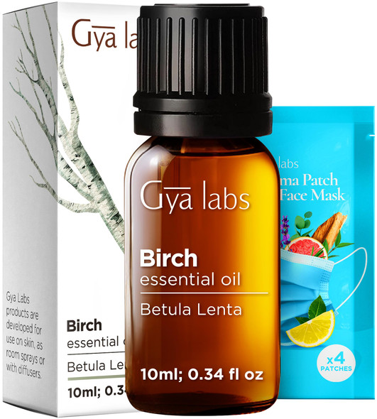 Gya Labs Birch Essential Oil - 0.34 Fl Oz - for Hair Skin Diffuser Aromatherapy & DIY Candle Making Scent