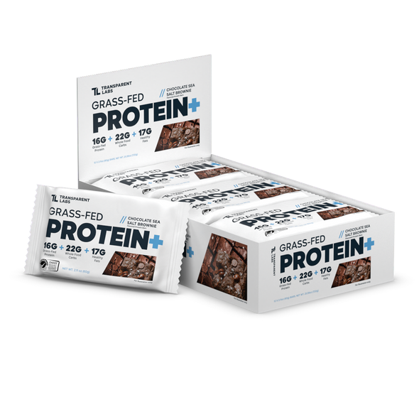 Transparent Labs Grass-Fed Protein+ Bars - Chocolate Sea Salt Brownie - Box Of 12