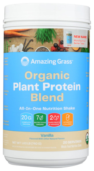 Amazing Grass Organic Plant Protein Blend Vegan Protein Powder Pure Vanilla 20 Servings