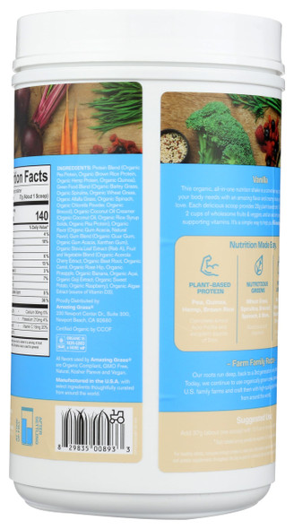Amazing Grass Organic Plant Protein Blend Vegan Protein Powder Pure Vanilla 20 Servings