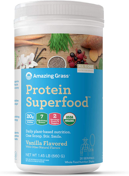 Amazing Grass PSF Powder, Pure Vanilla, 20 Servings (Old Version)