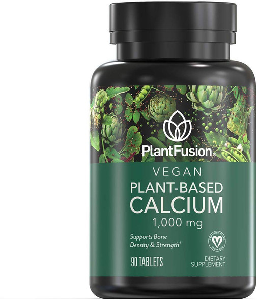 PlantFusion Vegan Calcium Premium Plant Based Calcium (1000mg) Sourced from Icelandic Red Algae Plus Magnesium D3 K2 and Boron 90 Vegan Tablets
