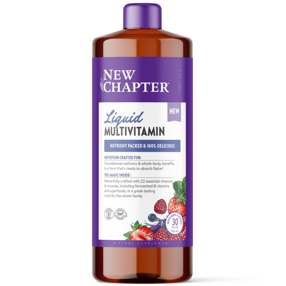 New Chapter Liquid Multivitamin + Mineral Supplement for Whole-Body Benefits 100% Delicious Multivitamin for Adults Teens & Kids 2+ Ready to Absorb Faster Mixed Berry Flavored 30 oz