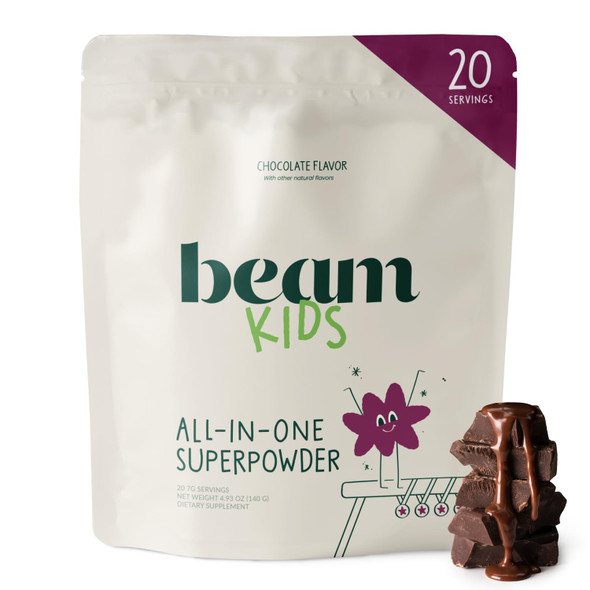 Beam Kids Multivitamin Powder – Kids Vitamins with Greens Probiotic & Prebiotic Immune Support for Children & Toddlers No Artificial Sweeteners for Picky Eaters 20 Servings Chocolate Flavor