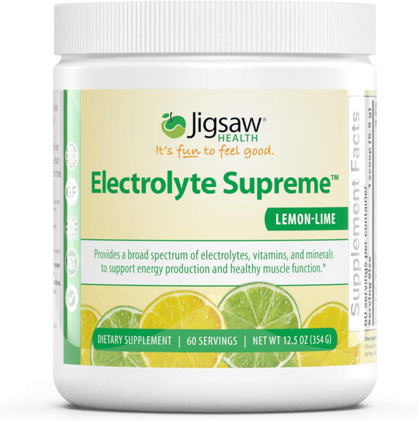 Jigsaw Health Electrolyte Supreme Jar, Lemon Lime, 60 Servings