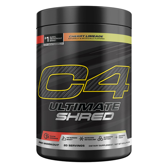 Cellucor C4 Ultimate Shred Pre Workout Powder Metabolism Supplement with Cayenne Extract+300mg Caffeine+TeaCrine+Dynamine - Cherry Limeade 20 Servings