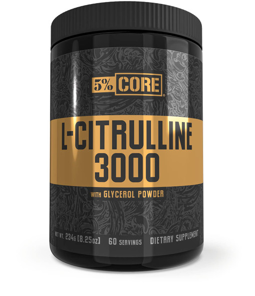 5% Nutrition Core L-Citrulline 3000 with Glycerol | Nitric Oxide Booster & Muscle Pump Supplement | Pre-Workout Additive | Unflavored (60 Servings)