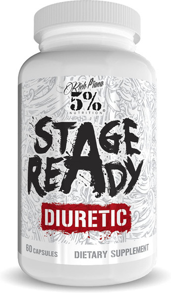 5% Nutrition Stage Ready Diuretic | Maximum Strength Competition Diuretic | Fast Acting Weight Cut, Water Retention & Bloat Relief | Natural Formula w/ Dandelion Root, Shavegrass, Uva Ursi (60 Pills)