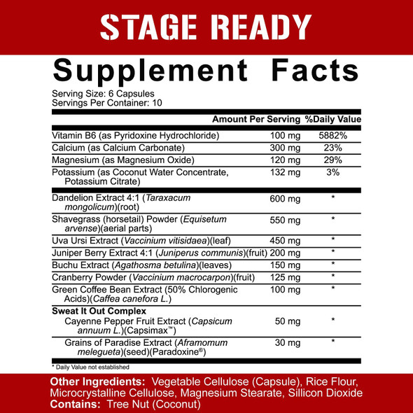 5% Nutrition Stage Ready Diuretic | Maximum Strength Competition Diuretic | Fast Acting Weight Cut, Water Retention & Bloat Relief | Natural Formula w/ Dandelion Root, Shavegrass, Uva Ursi (60 Pills)