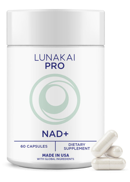 Lunakai USA Made Dual-Pathway NAD+ Formula with NR & Resveratrol – Natural NAD Supplement for Women & Men – Healthy Aging & Cellular Health Support 60ct