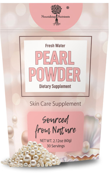 Pearl Powder Supplement for Skin Health - Anti-Aging Antioxidant & Collagen Production - Healthy Eyes Hair and Nails, Supports Immunity Mood and Sleep - With Calcium and Amino Acids 60g 30 servings