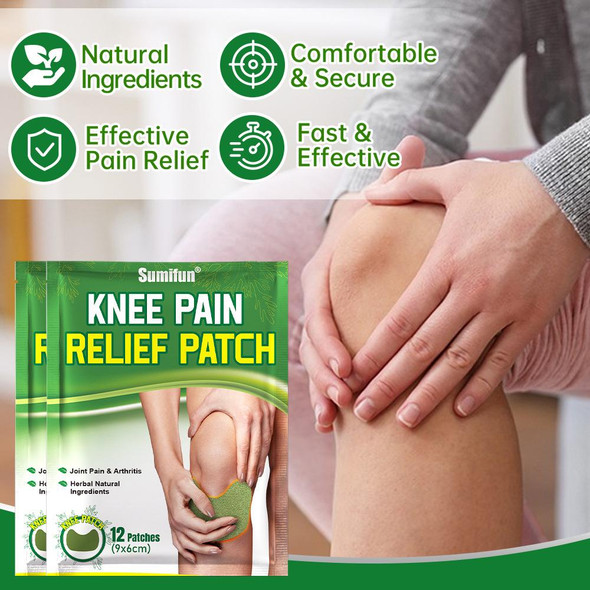 Sumifun  12pcs Self-Heating Knee Pain Patch Wormwood Herbal Extract Joint Arthritis Sticker Relief Swelling Bruise Medical Plaster