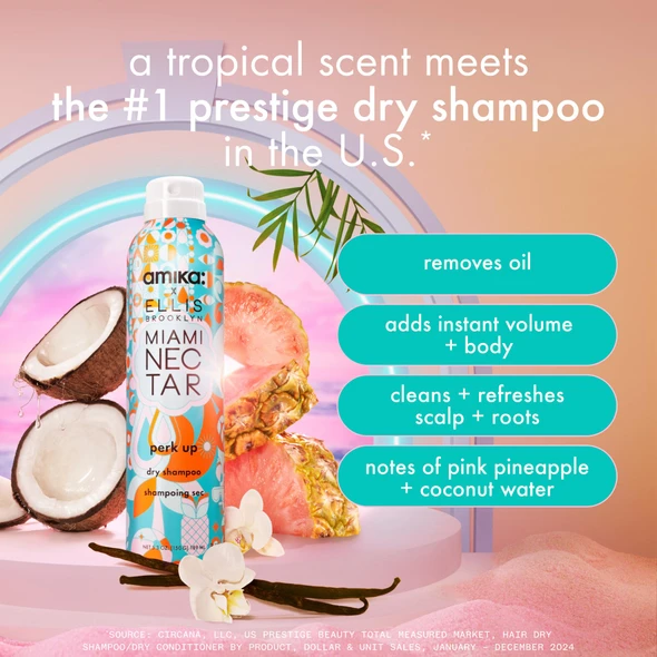 amika perk up talc-free dry shampoo | refreshes roots with a voluminous oomph between washes no white residue absorbs oil + reduces odor for all hair types