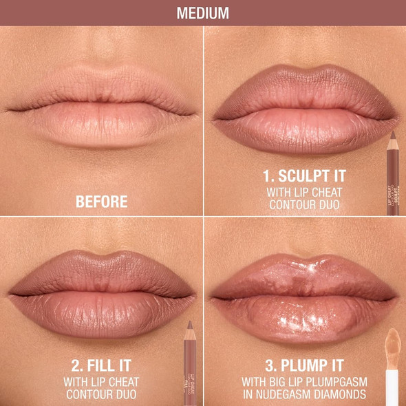 Charlotte Tilbury Lip Cheat Contour Duo - Dual-Sided Lip Liner Pencil to Sculpt & Fill for an Easy Contour Effect - Helps Prevent Lipstick Feathering
