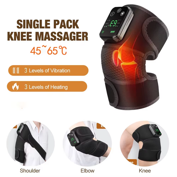 PASTSKY Cordless Heated Knee Massager, Knee Massager with Heat, Knee Massager for Pain Relief, Knee Heating Pad for Knee Pain Relief, FSA Eligible HSA, Heated Knee Brace Wrap, Black
