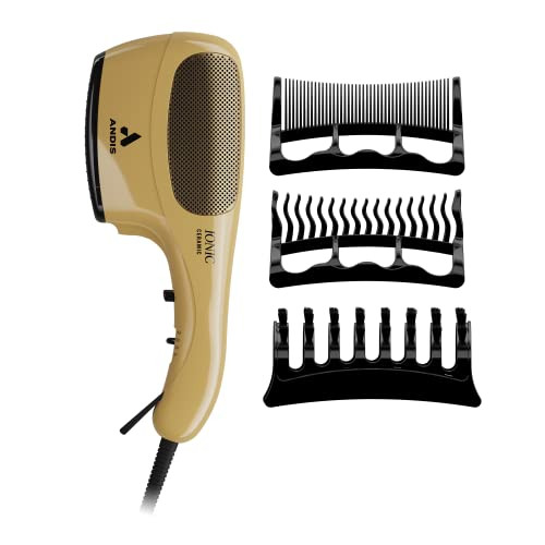 Andis 82125 1875-Watt Tourmaline Ionic Styling Hair Dryer Styling Hair Dryer With Ionic Frizz-Free Technology No Heat Damage Lightweight Hairdryer For Normal & Curly Hair - Gold