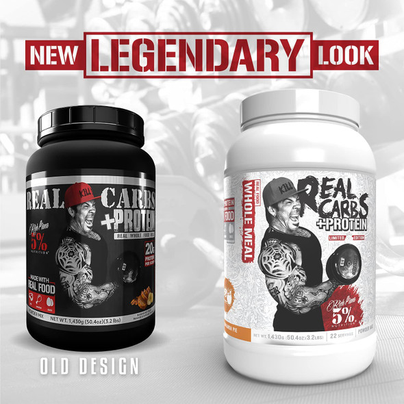 Rich Piana 5% Nutrition Real Carbs + Protein | Clean Mass Gainer Protein Powder | Real Food Carbohydrate Fuel for Pre Workout / Post-Workout Recovery Meal | 50.4 oz, 22 Servings (Blueberry Cobbler)