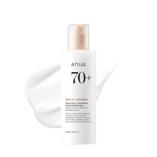 Anua Rice 70 Intensive Moisturizing Milk Hydrating Face Lotion Niacinamide Ceramides All Skin Types Sensitive Skin Moisture Barrier Lightweight Nourishing Korean Skincare 5.07 Fl.Oz