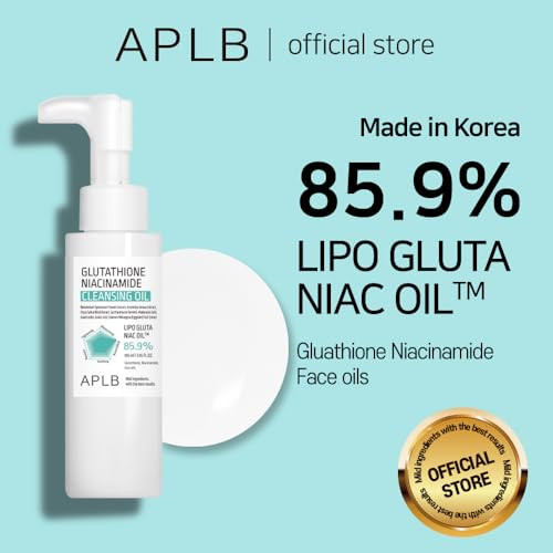Aplb Glutathione Niacinamide Cleansing Oil | Lipo Gluta Niac Oil 85.9% 3.55 Fl.Oz/Korean Skincare Makeup Remover For Sensitive Skin Moisturize Blackhead Care